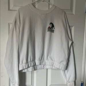 Billabong White Cropped Relaxed Sweatshirt
